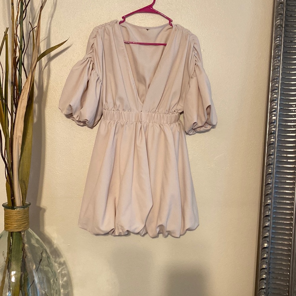 Beige Babydoll Dress